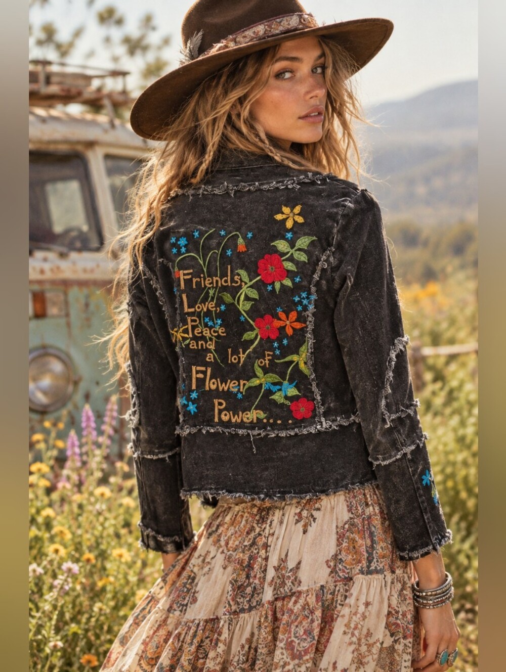 Vintage Y2K 90's Corduroy Perfection with Hippie Flower Embroidery XS